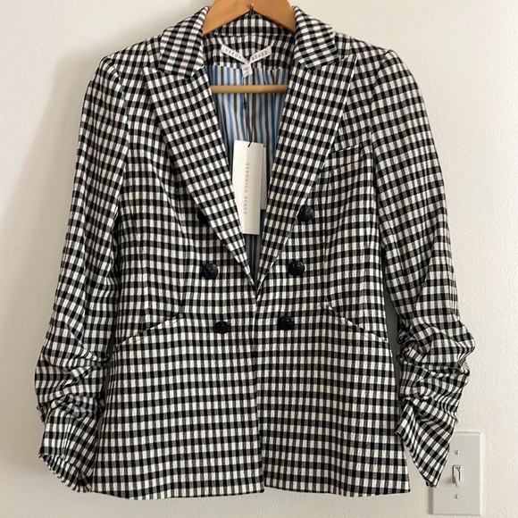 Veronica Beard Caldwell Dickey Blazer Gingham Black White NWT - Picture 8 of 16